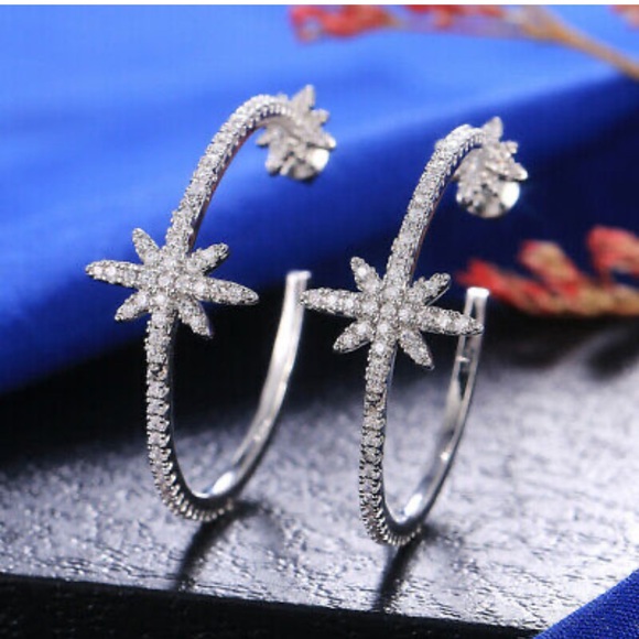 NWT LUXURY STERLING SILVER STAR EARRINGS - Picture 5 of 7